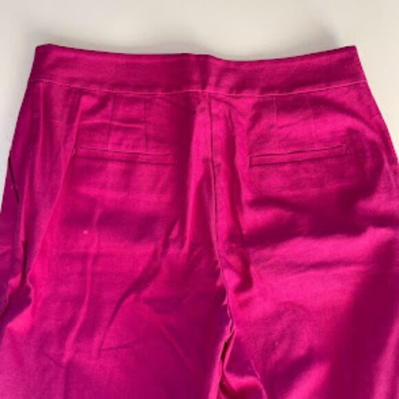 NWT Ann Taylor LOFT Pant Trouser Pink Boot Cut Flare Linen Pleat Barbiecore 10 - Picture 6 of 10